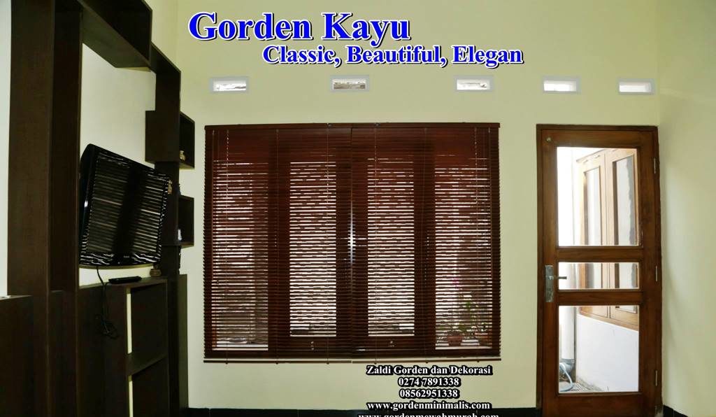 Tirai gorden kayu wooden blind krey kayu horizontal blind