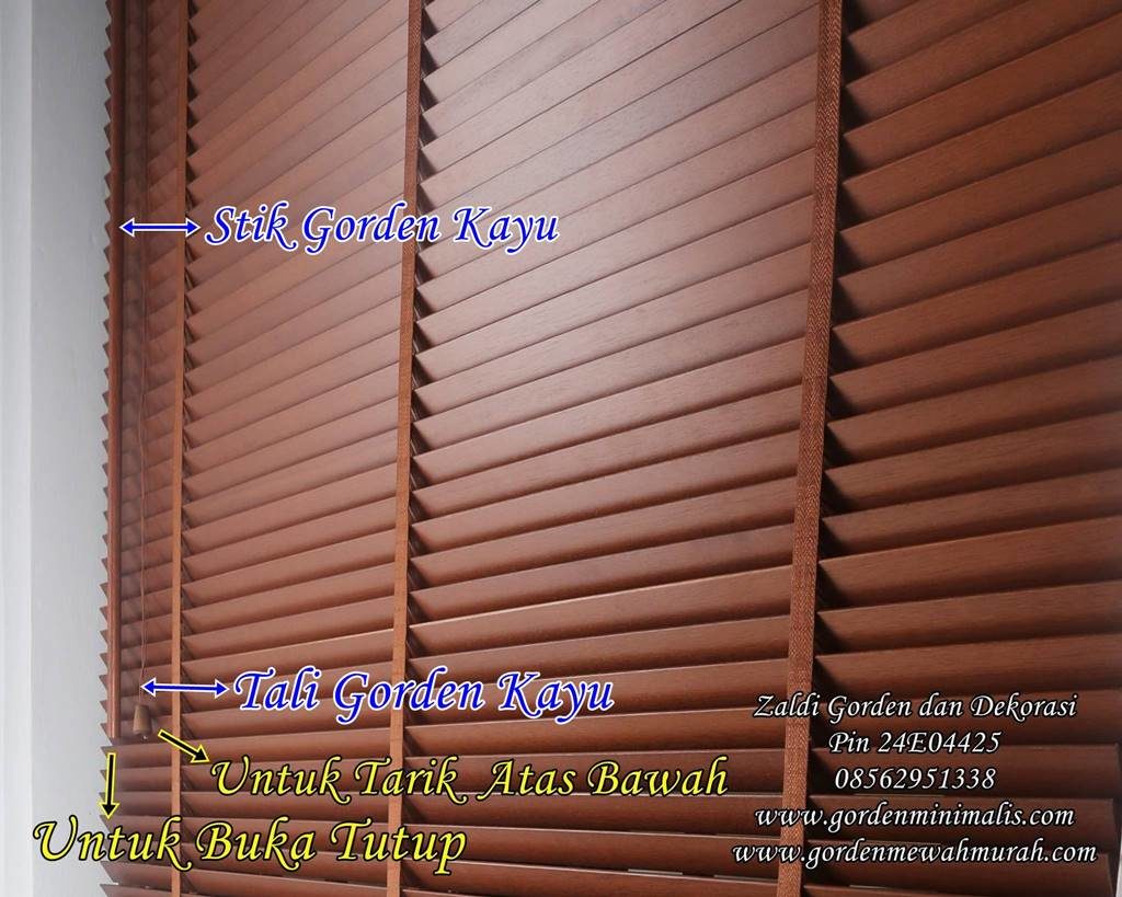 Tirai gorden kayu wooden blind krey kayu horizontal blind