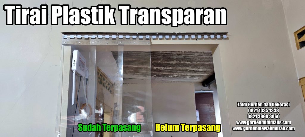 Tirai Gorden Plastik PVC Transparan Untuk penyekat ruangan gudang pabrik produksi 1