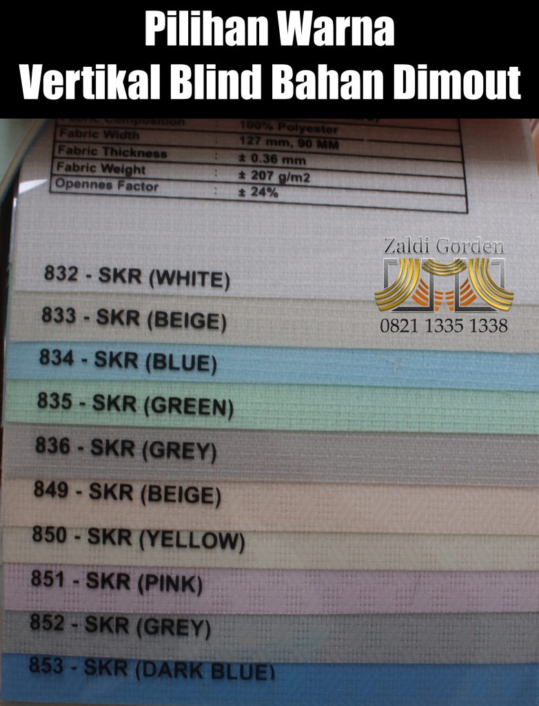 Pilihan Warna Vertikal Blind Bahan dimout 1